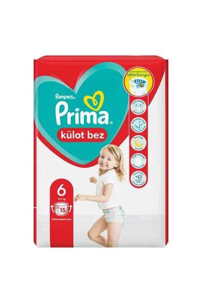 Prima Külot Bebek Bezi 6 Beden 15 Adet Ekstra Large Tekli Paket - 2