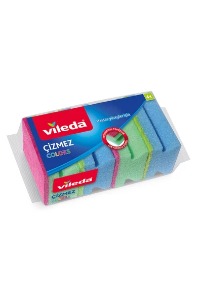 Vileda 4 Lü Colors Çizmez Bulaşık Süngeri