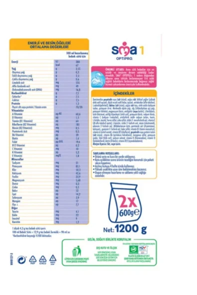 SMA Optipro 1 0-6 Ay Bebek Sütü 1200 gr - Resim 4
