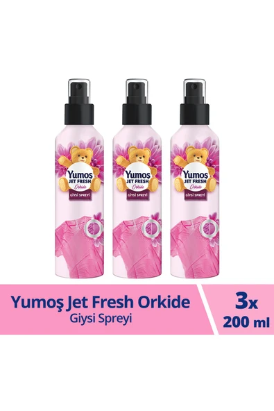 Yumoş Jet Fresh Giysi Spreyi Yıkamadan Ferah Koku Ve Ütü Etkisi Orkide 200 ml X3