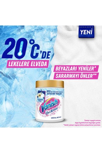 Vanish Oxi Action Kristal Beyaz Toz Deterjan Güçlendirici ve Leke Çıkarıcı 480 Gram - Resim 3