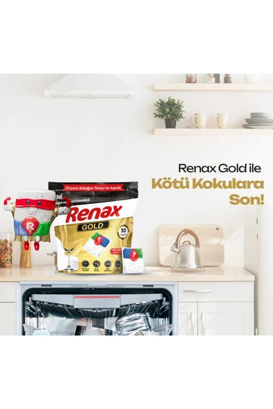 RENAX Gold Bulaşık Makinesi Kapsülü Hepsi Bir Arada 30 Lu - 4