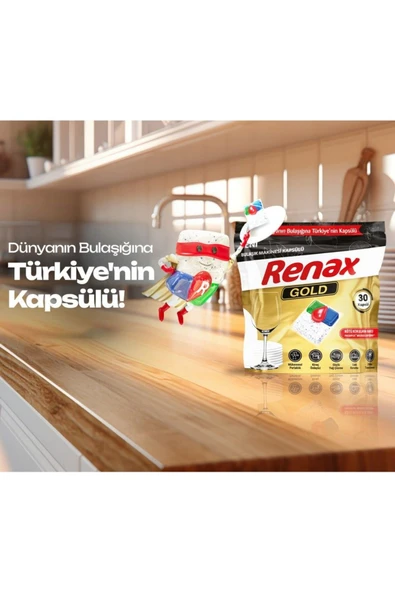 RENAX Gold Bulaşık Makinesi Kapsülü Hepsi Bir Arada 30 x 6 Paket 180 li - 5