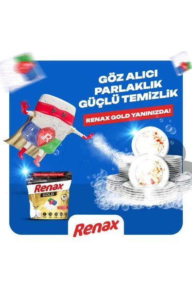 RENAX Gold Bulaşık Makinesi Kapsülü Hepsi Bir Arada 30 x 6 Paket 180 li - 3