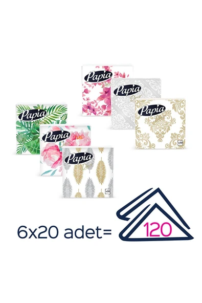 Papia Dekor 20'li Peçete (6 PAKET X 20 YAPRAK)
