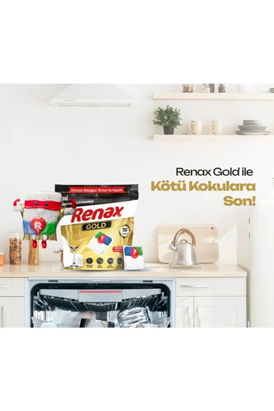 RENAX Gold Bulaşık Makinesi Kapsülü Hepsi Bir Arada 30 x 6 Paket 180 li - 4