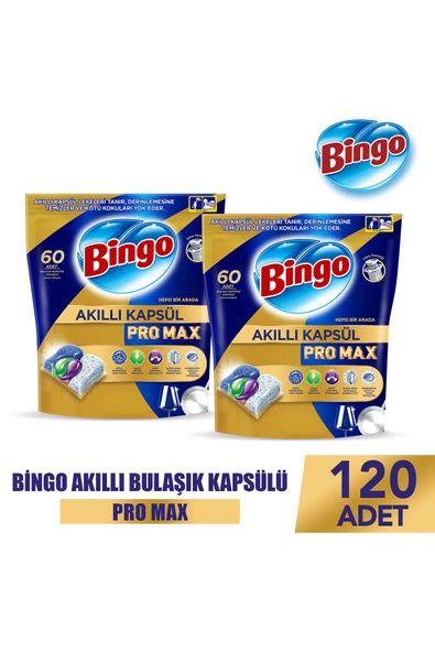 Bingo Akıllı Kapsül Pro Max Bulaşık Makinesi Deterjanı Tableti 120'li