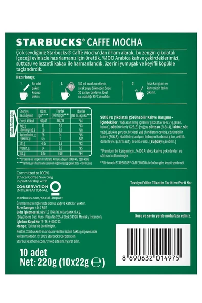 Starbucks Caffe Mocha Premium Kahve Karışımı 22 Gr X 10 Paket - 4