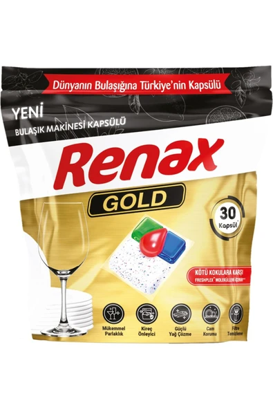 RENAX Gold Bulaşık Makinesi Kapsülü Hepsi Bir Arada 30 x 6 Paket 180 li - 2