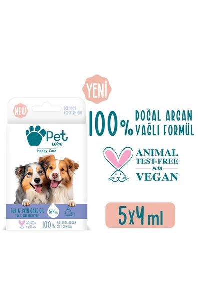 Pet Love Köpekler Için Tüy Bakım Yağı 5x4 ml 100% Doğal Argan Yağlı
