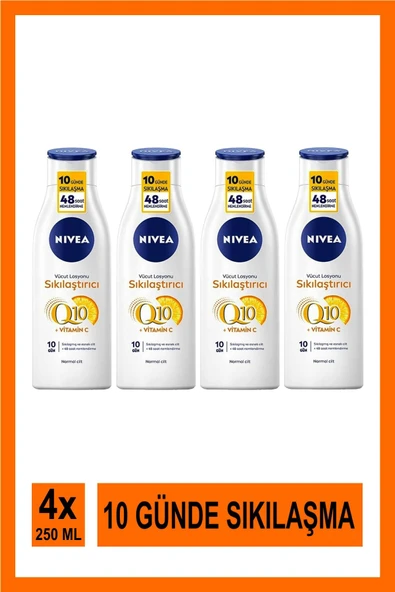 NIVEA Sıkılaştırıcı Vücut Losyonu 250 Ml X4 Adet Q10,vitamin C,48 Saat Nemlendirme,10 Günde Sıkılaş