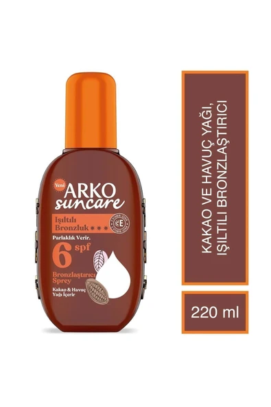 ARKO Suncare Spf6 Bronzlaştırıcı Güneş Yağı Sprey 220 ml