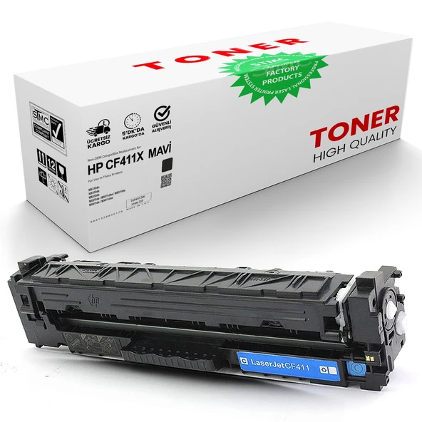 HP CF411X Mavi Muadil Toner /WB/411X/M452dn/M452nw/M377dw/M477d