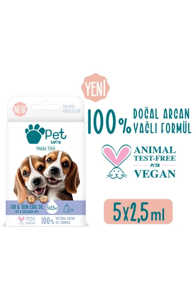 Pet Love Köpekler Için Tüy Bakım Yağı 5x2.5 ml 100% Doğal Argan Yağlı