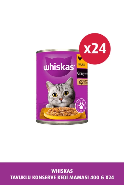Whiskas Tavuklu Konserve Kedi Maması 400 gr 24x