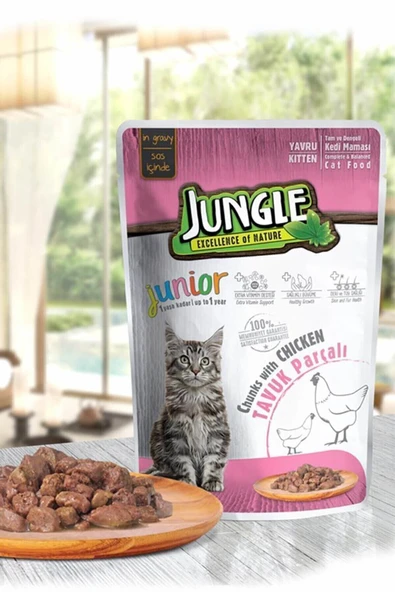 Jungle Pouch Tavuklu Yavru Kedi Maması 100 gr