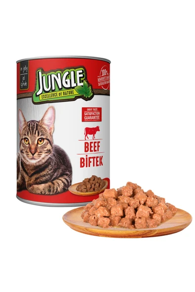 Jungle Biftekli Konserve Kedi Maması 415 gr