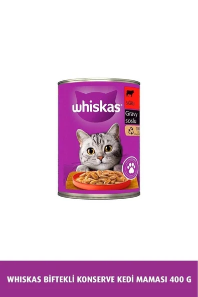Whiskas Sığır Etli,biftekli Konserve Kedi Maması 400 Gr(STT.05/2026)