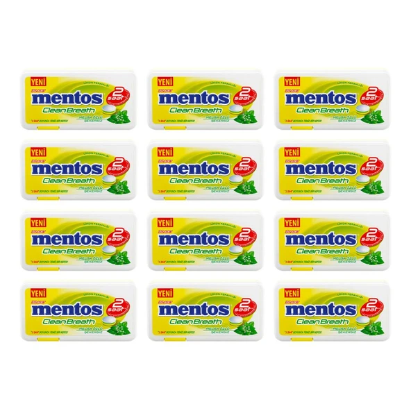 Mentos Clean Breath Melisa Özlü Limon Aromalı Tatlandırıcılı Tablet Şekerleme 21 g x 12 Adet - 1