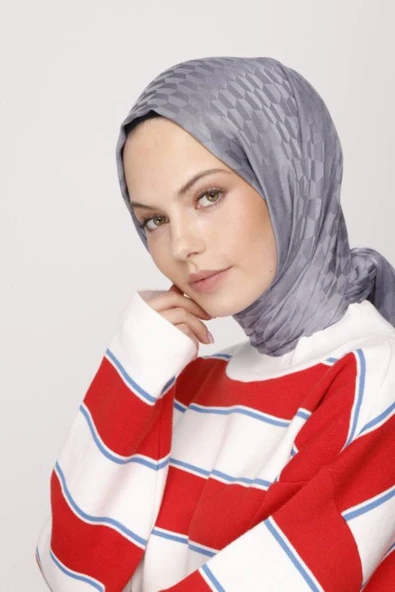 Kurşuni Qoza Desen İpeksi Jakar Şal - 2