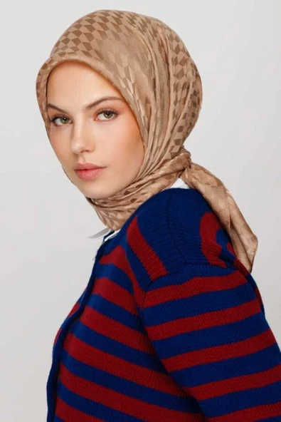 VİZON QOZA DESEN İPEKSİ JAKAR EŞARP - 3