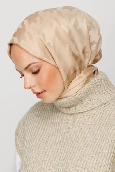 LATTE KAZAYAĞI DESEN İPEKSİ JAKAR ŞAL - 3