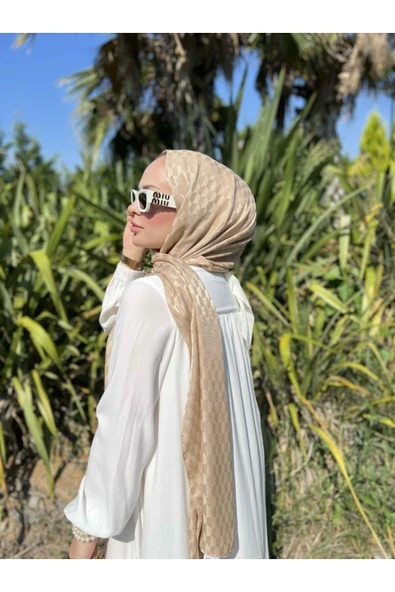 Latte Qoza Desen Ipeksi Jakar Şal - 2