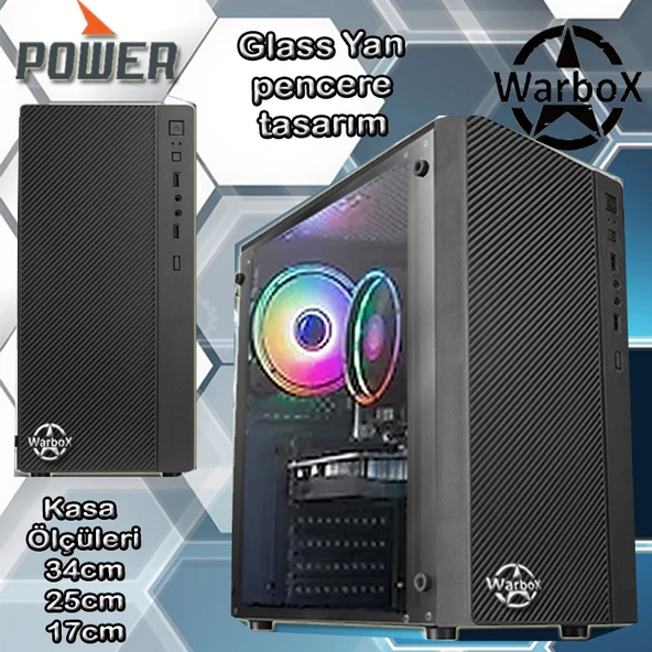 WarboX Owl Xeon X5650 32gb Ram 256gb SSD 250gb HDD R7 240-4gb E.kartı 19" Monitör Gaming Bilgisayar - 2