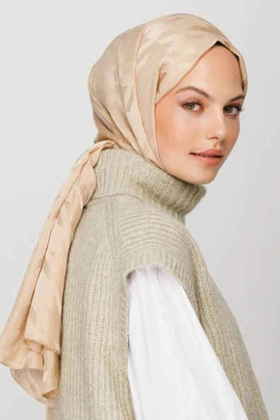 LATTE KAZAYAĞI DESEN İPEKSİ JAKAR ŞAL - 2