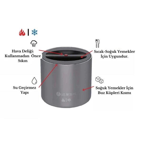 Les Artistes Paris Isı Yalıtımlı Çelik Yemek Termosu 700ml Split Black  Siyah 700 ML - 5