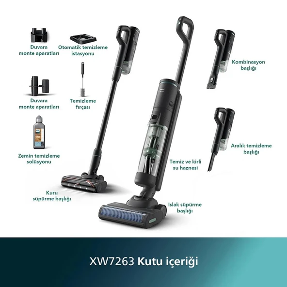 Philips Dayanıklı Islak & Kuru Kablosuz Dikey Süpürge 7000 Serisi XW7263/11