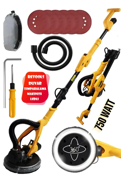 LEDLİ ALÇI ZIMPARALAMA MAKİNASI 750W SARI