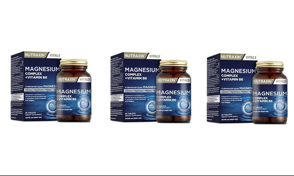 Nutraxin Magnesium Complex + Vitamin B6 60 Tablet 3'lü - 1