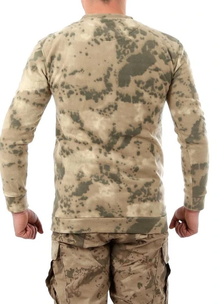 Single Sword Kamuflaj Desen Erkek Kışlık Polar Kazak - 2