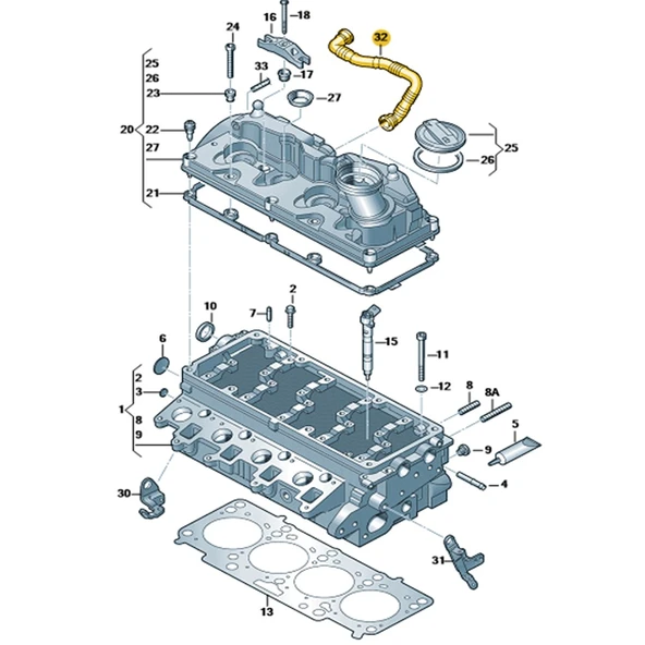 VW Transporter T6 2010-2015 2.0 TDi Üst Kapak Hava Borusu 03L103493K - 2