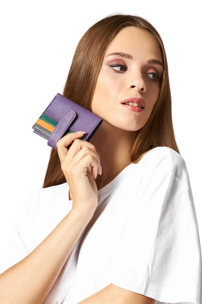 Case Look Kadın Mor Renkli Çıtçıtlı Kartlık Jojo 05 - Resim 6