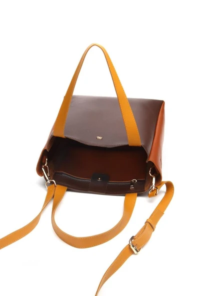 Case Look Kadın Kahve-Taba-Hardal Omuz Çantası Adel 03 - 10