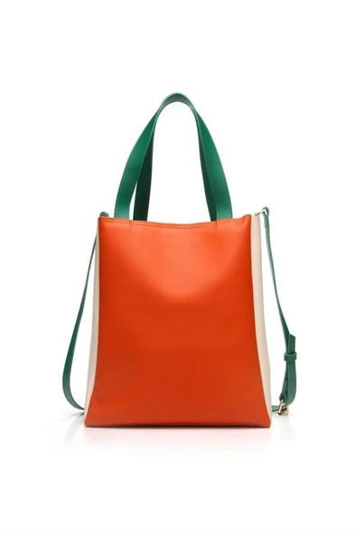 Case Look Kadın Turuncu-Bej-Yeşil Omuz Çantası Adel 02 - Resim 3