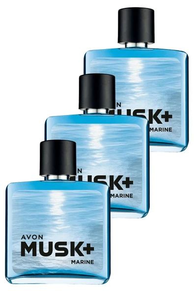 AVON Musk Marine Erkek Parfüm Edt 75 Ml. Üçlü Set - Resim 2