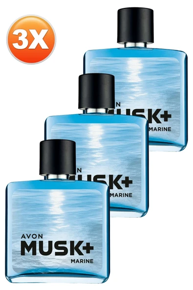 AVON Musk Marine Erkek Parfüm Edt 75 Ml. Üçlü Set - Resim 3