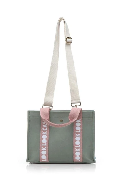 Case Look Kadın Kanvas Yeşil-Mavi Omuz Çantası Edna 03 - Resim 6