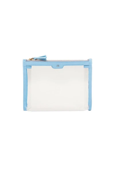 Case Look Kadın Açık Mavi  Detaylı Fermuarlı Şeffaf Clutch Tina  01 - 4