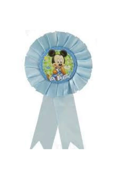BALONEVİ 2 Adet Baby Mickey Mouse Ilk Yaşım 1 Yaş Rozet