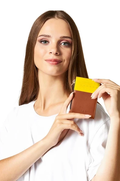 Case Look Kadın Kahverengi Fermuarlı Kartlık Amy 01 - Resim 4