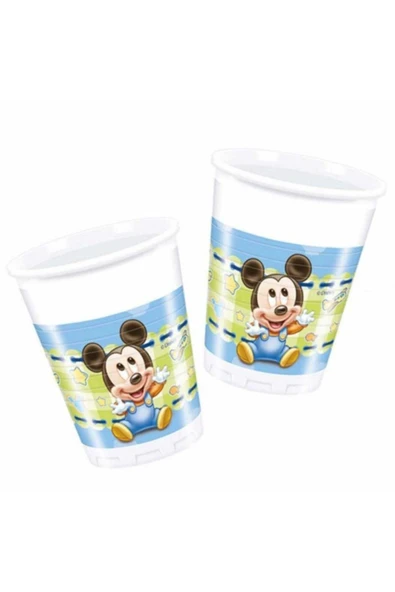 HEDİYEHOBİHERSEY Baby Mickey Plastik Bardak 200cc 8 Li - 1
