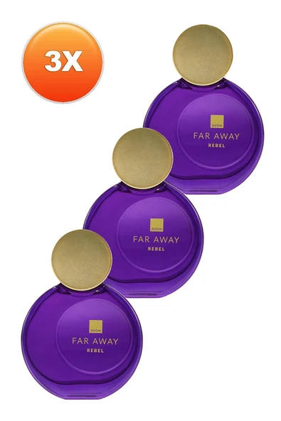 AVON Far Away Rebel Kadın Parfüm Edp 50 Ml. Üçlü Set - Resim 2