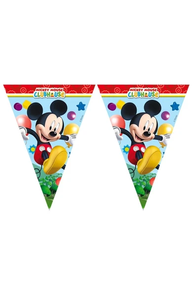 TOPTAN BULURUM Parti Için Mickey Mouse Temalı Üçgen Bayrak Flama Süsleme 3.2 Metre