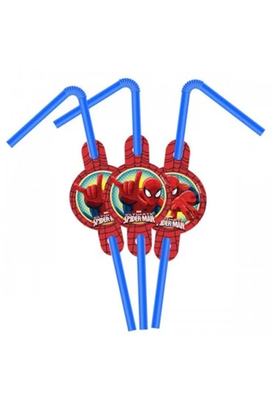 BALONEVİ Spiderman Pipet (6 Adet)