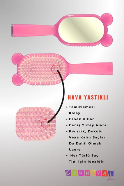 CARNAVAL Elips Panda Aynalı Saç Fırçası - 2