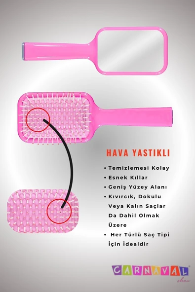 CARNAVAL Kare Aynalı Hava yastıklı Saç Fırçası - 2